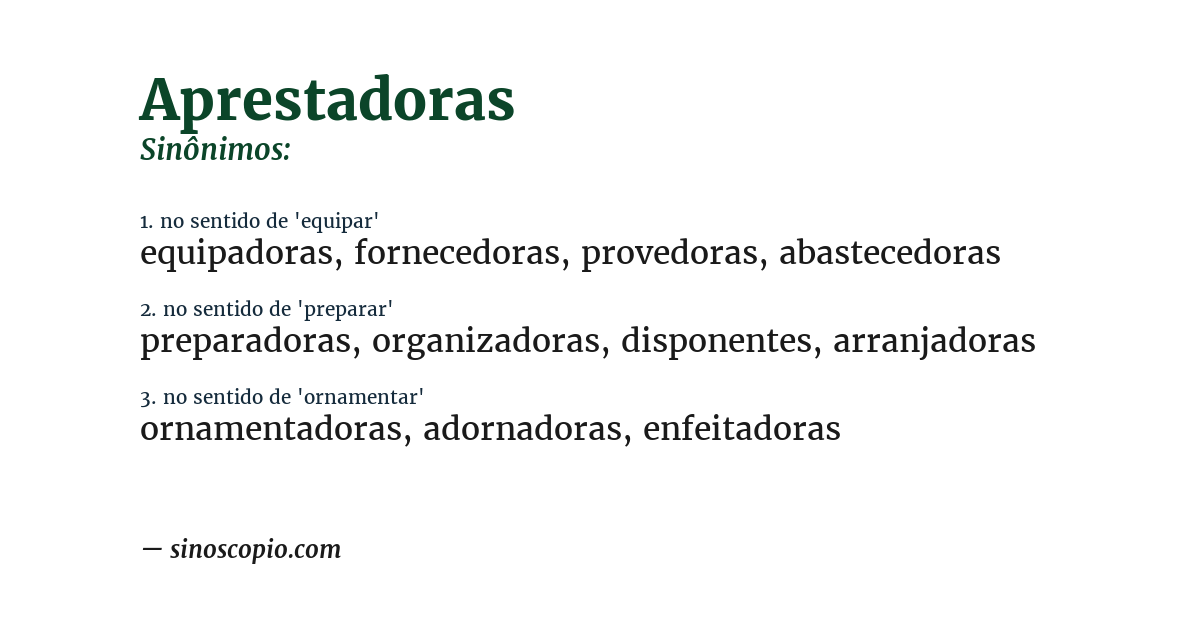 Sinônimo de aprestadoras