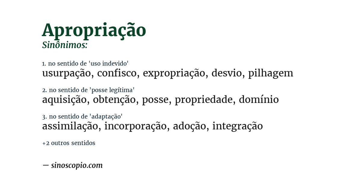 Sinônimo de apropriação