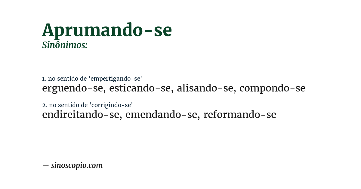 Sinônimo de aprumando-se