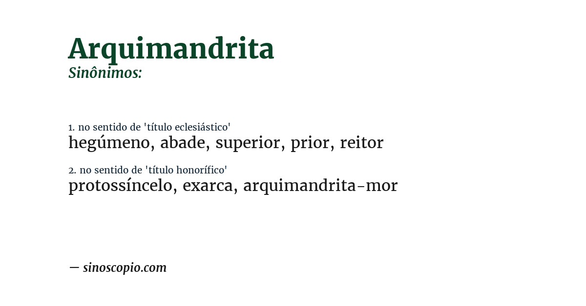 Sinônimo de arquimandrita