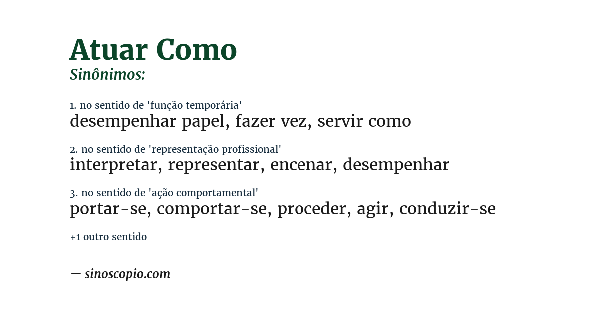 Sinônimo de atuar como