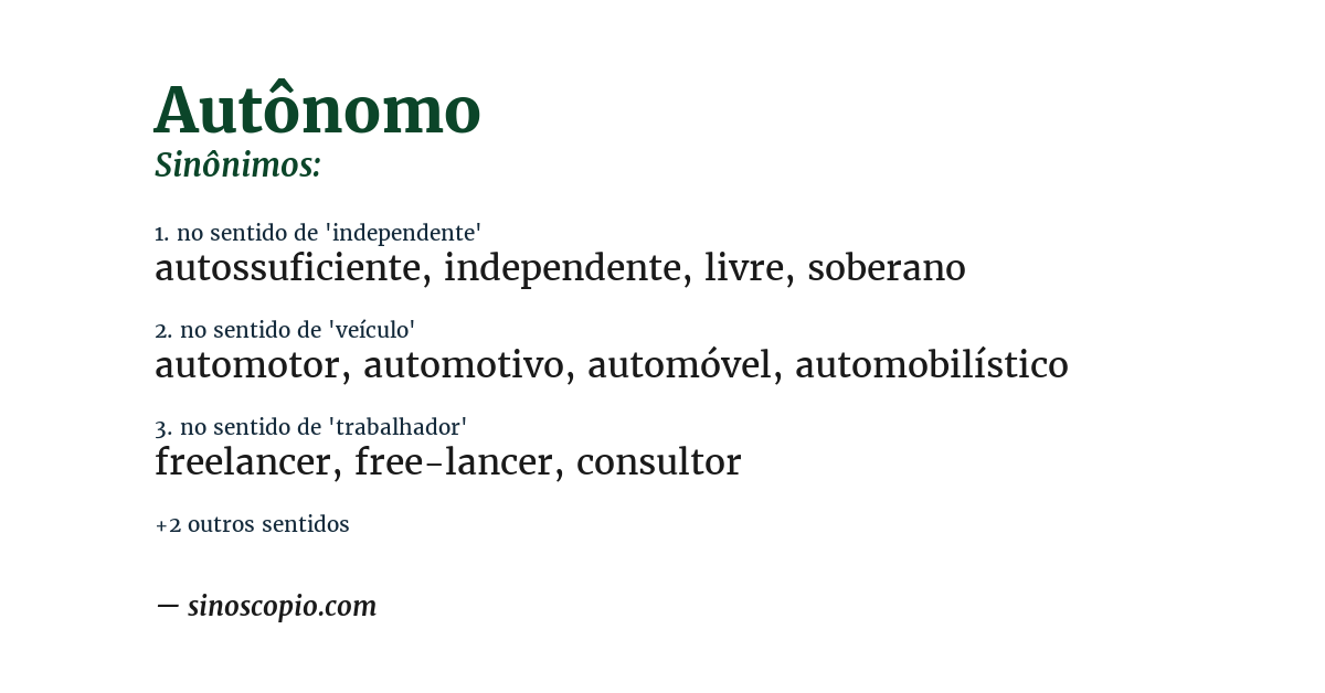 Sinônimo de autônomo