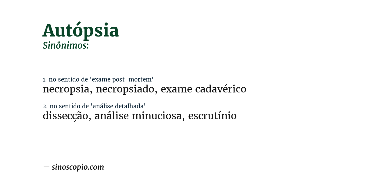 Sinônimo de autópsia