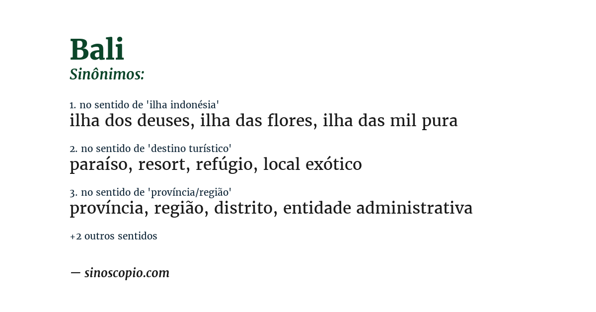 Sinônimo de bali