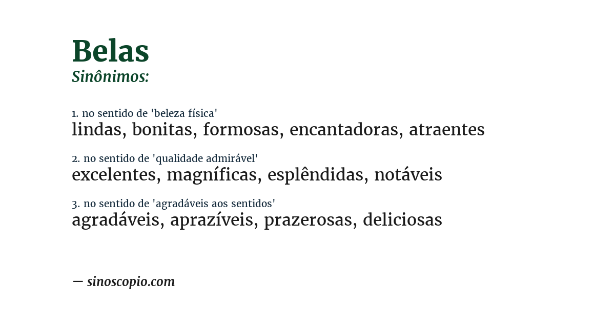 Sinônimo de belas
