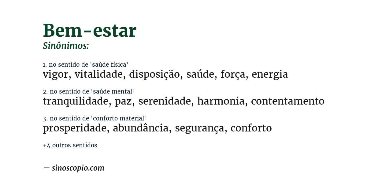 Sinônimo de bem-estar