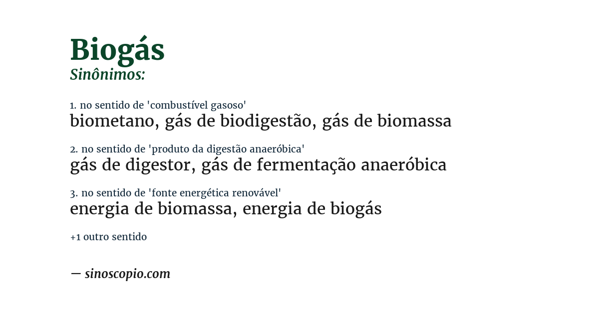 Sinônimo de biogás