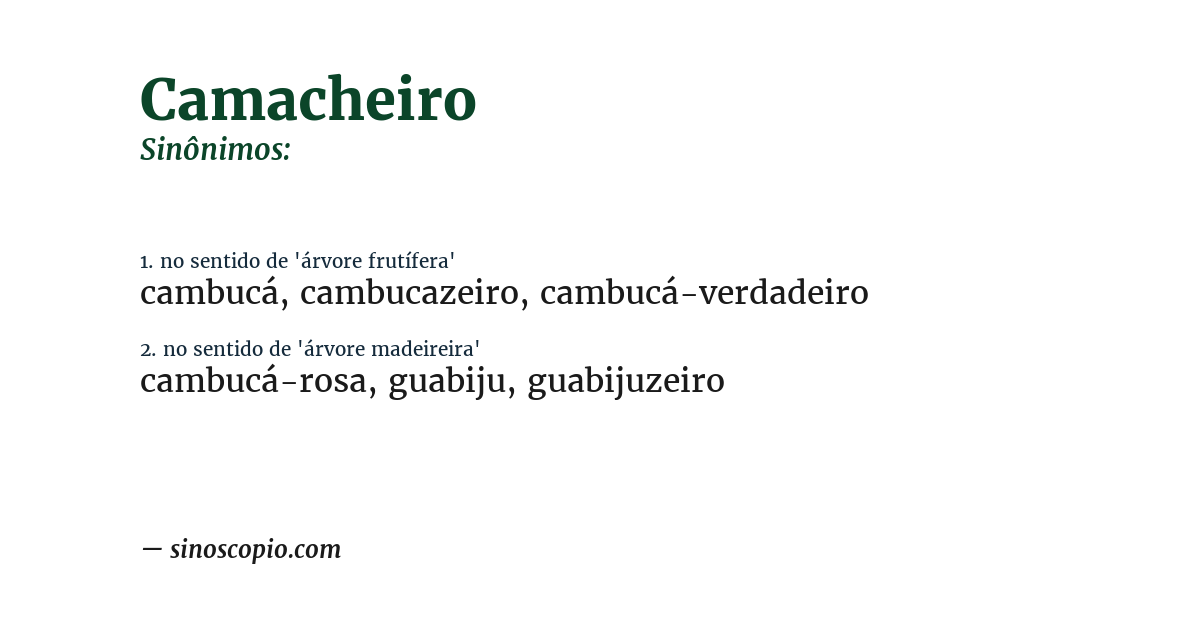 Sinônimo de camacheiro