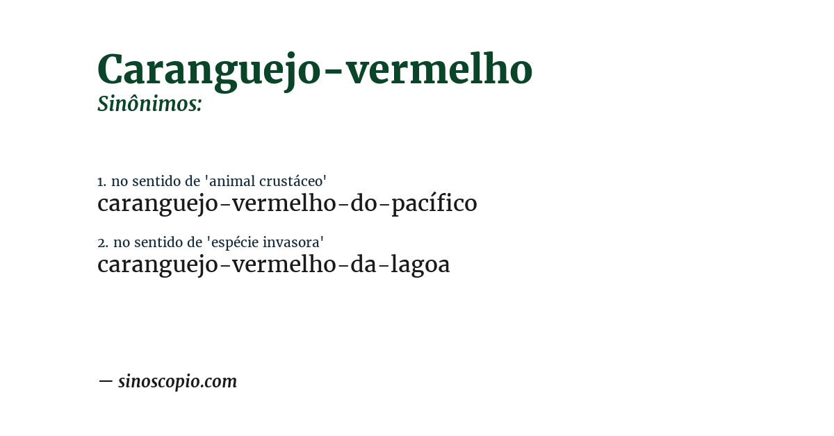 Sinônimo de caranguejo-vermelho