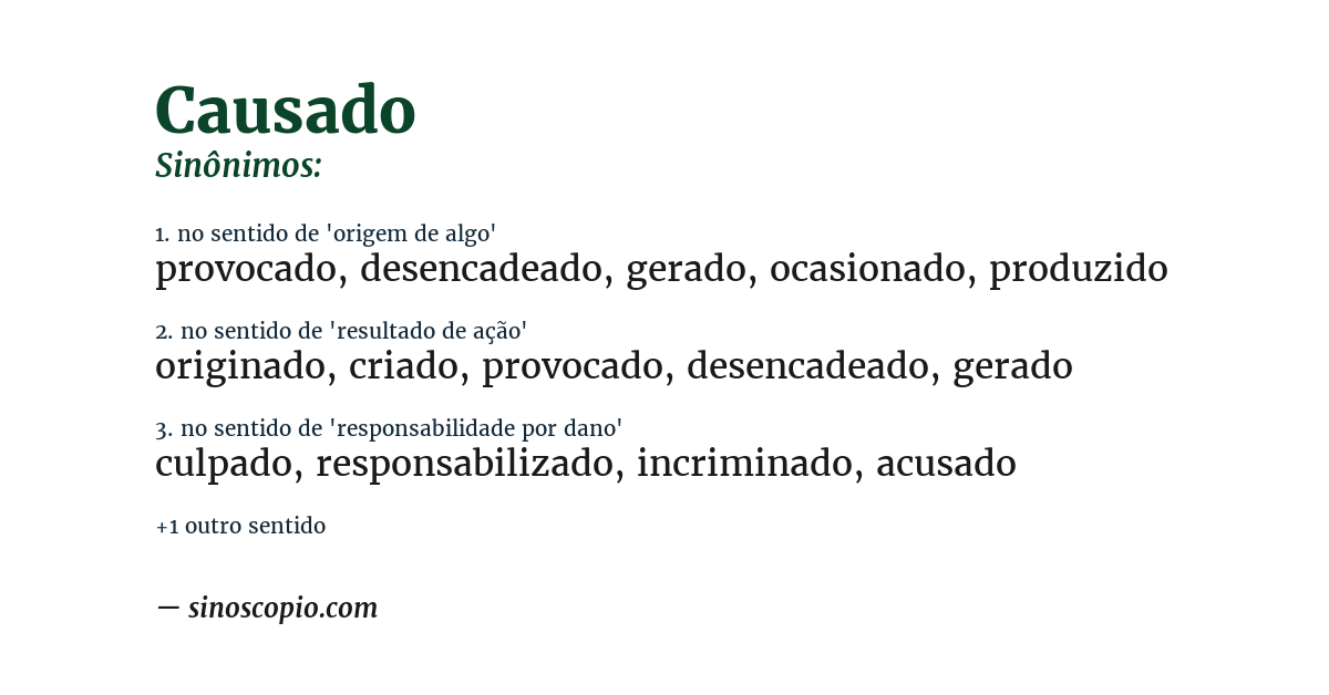 Sinônimo de causado