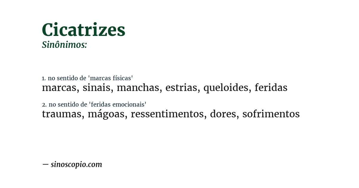 Sinônimo de cicatrizes
