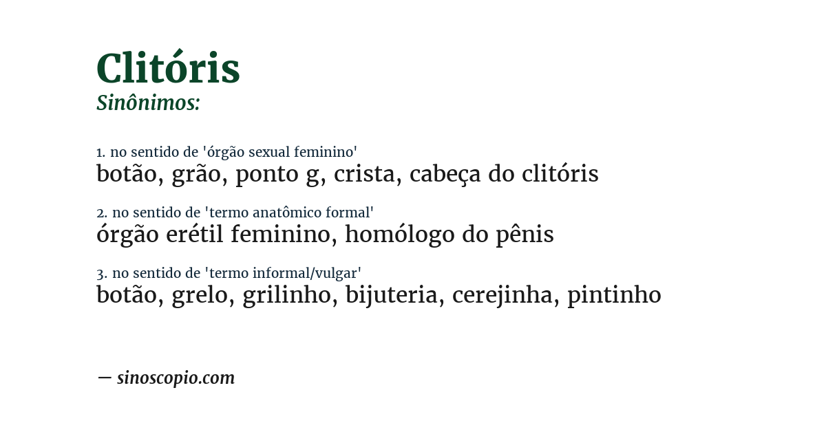 Sinônimo de clitóris