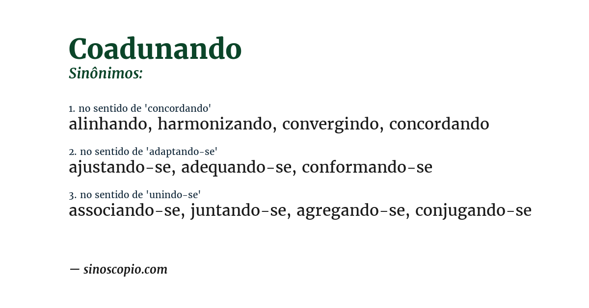 Sinônimo de coadunando