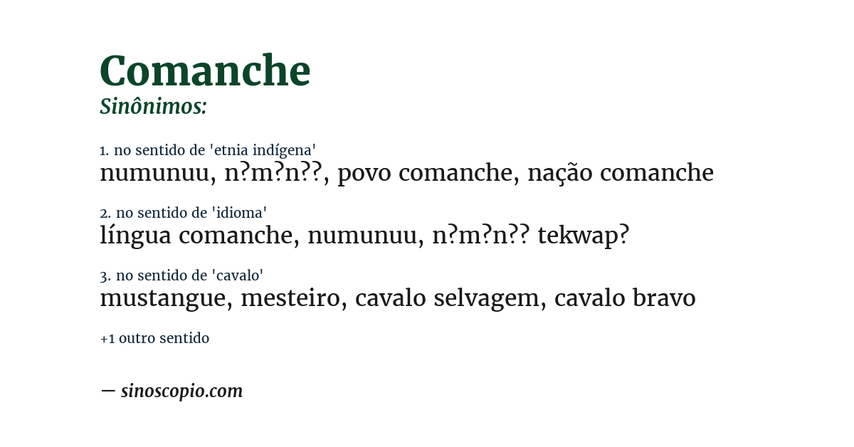 Sinônimo de comanche