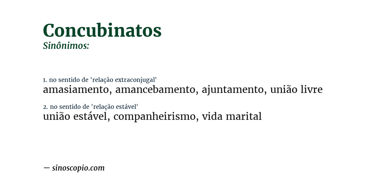 Sinônimo de concubinatos