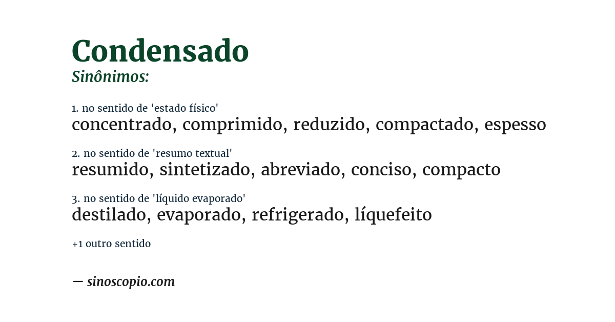 Sinônimo de condensado