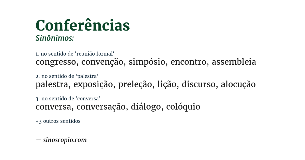 Sinônimo de conferências