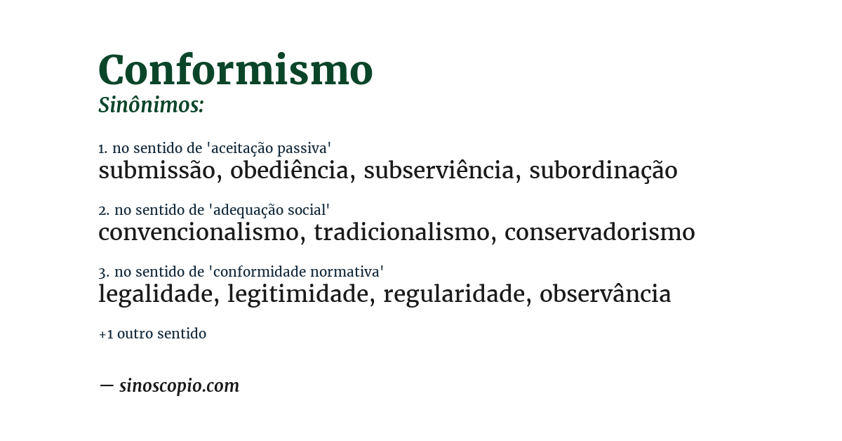 Sinônimo de conformismo