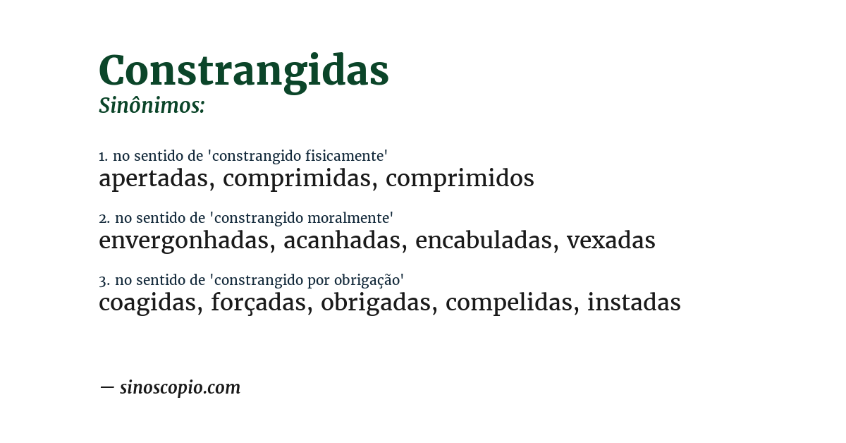 Sinônimo de constrangidas