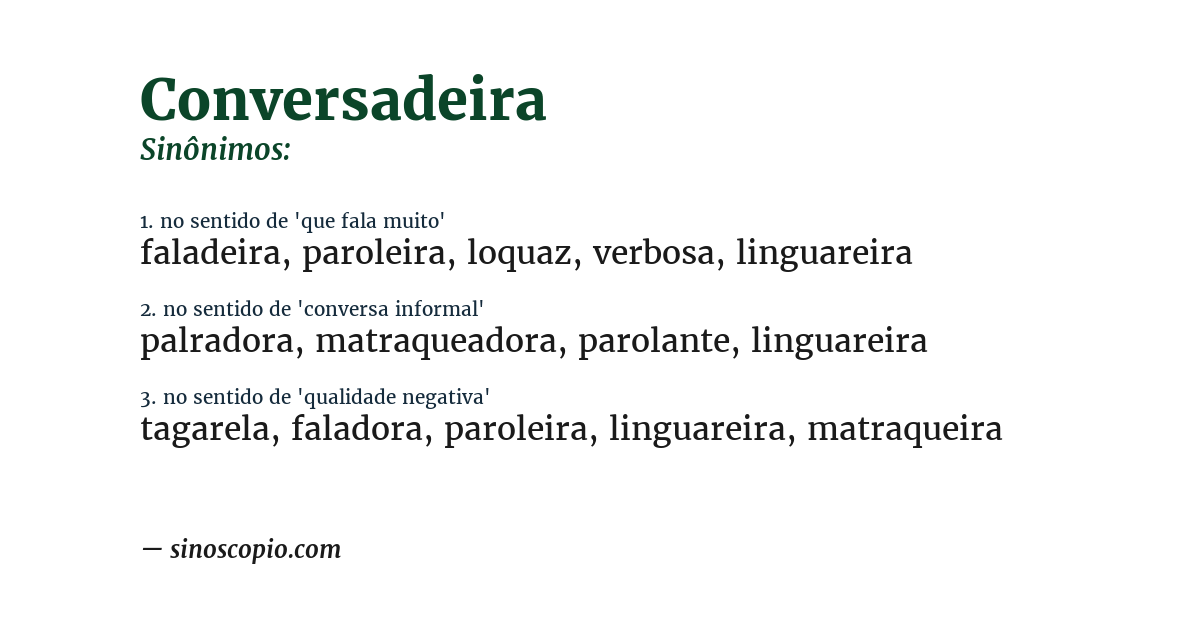 Sinônimo de conversadeira