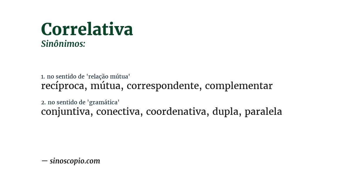 Sinônimo de correlativa