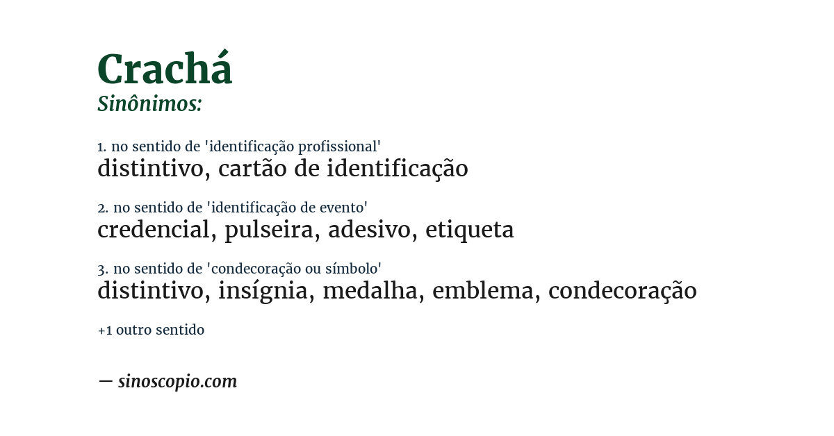 Sinônimo de crachá