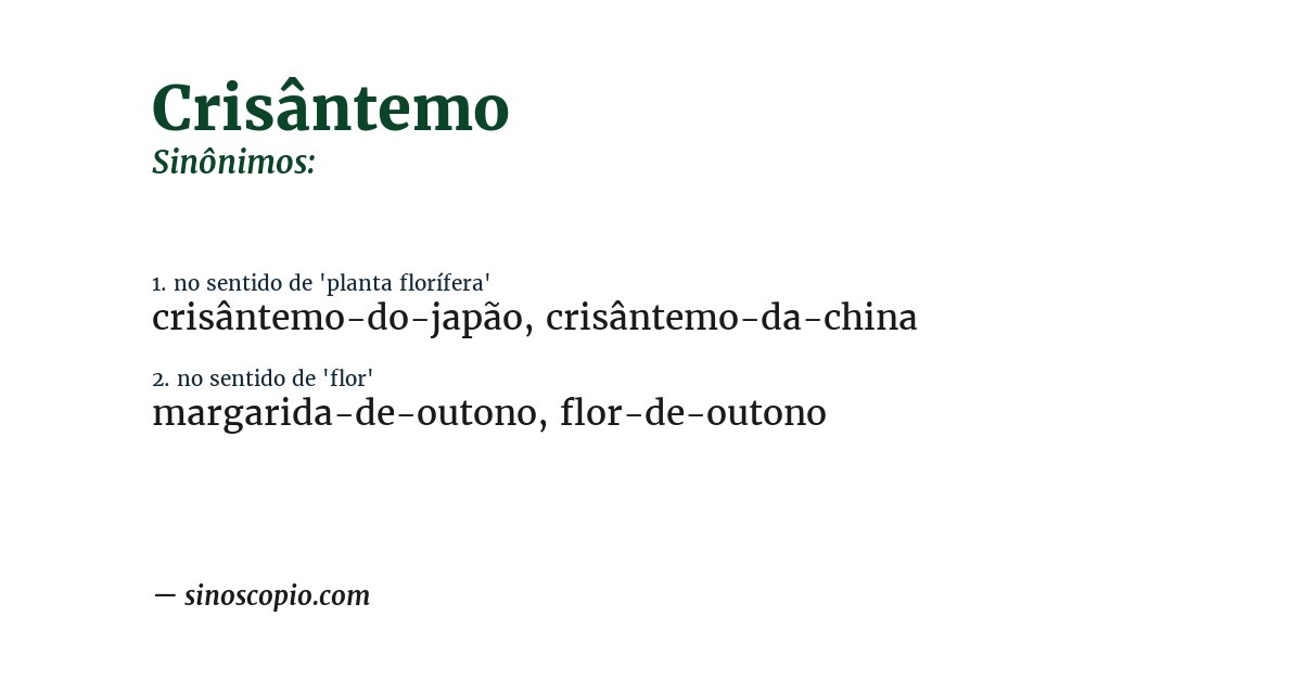 Sinônimo de crisântemo