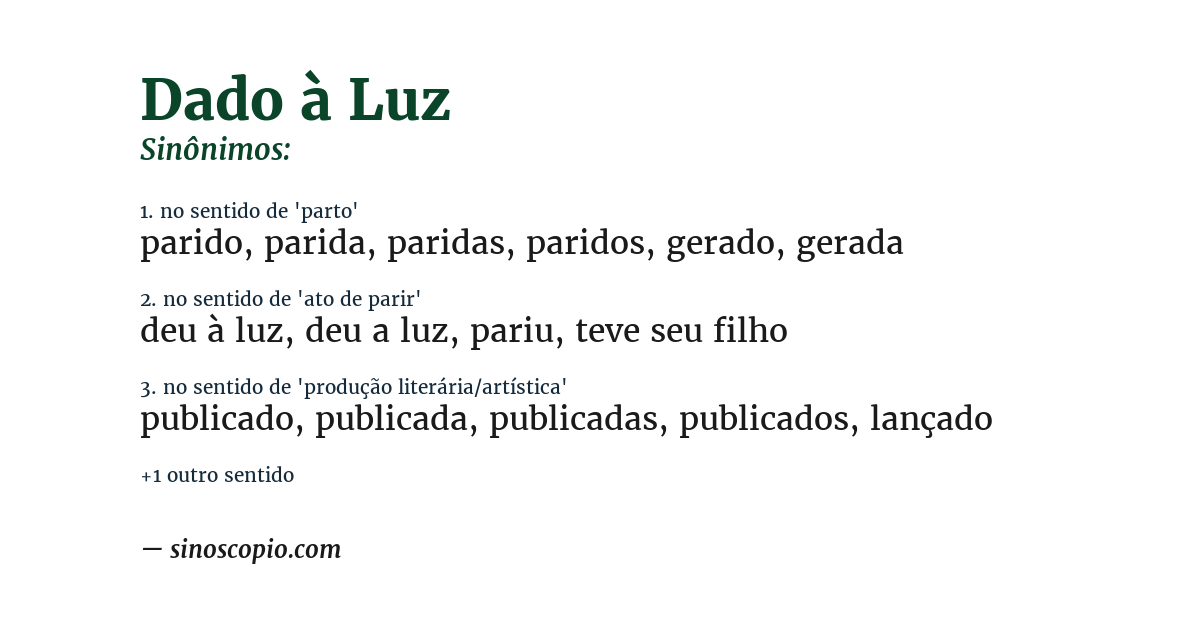 Sinônimo de dado à luz