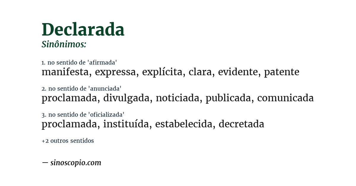 Sinônimo de declarada
