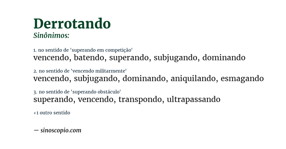 Sinônimo de derrotando