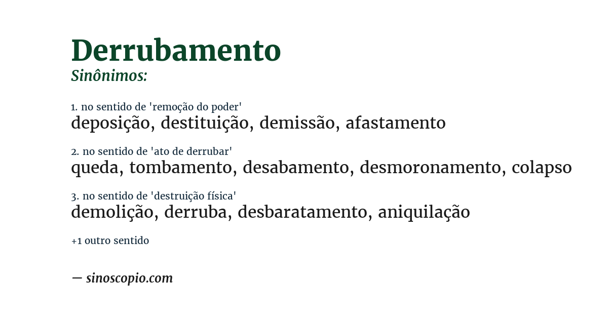 Sinônimo de derrubamento