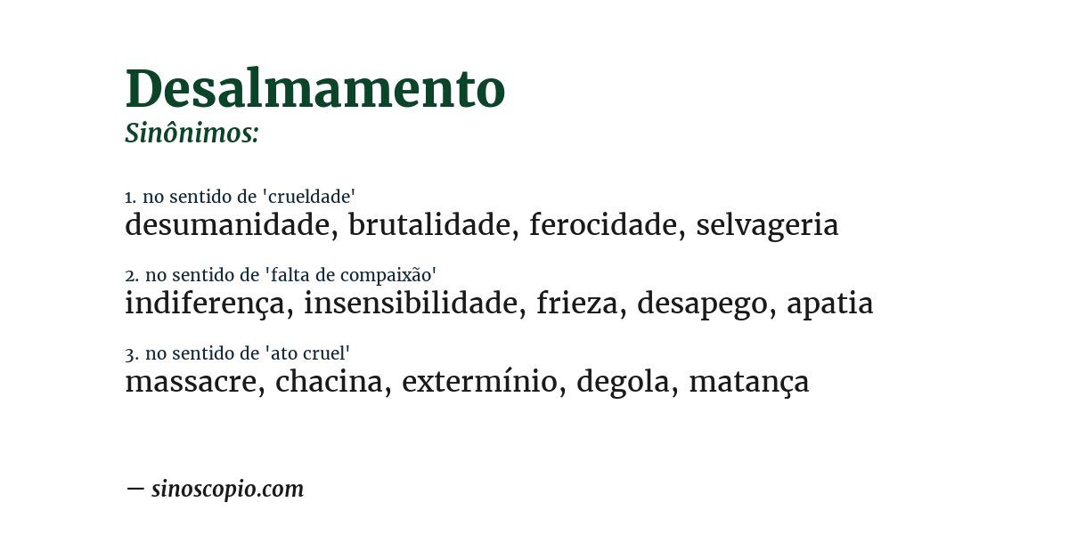 Sinônimo de desalmamento