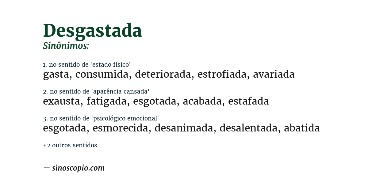 Sinônimo de desgastada