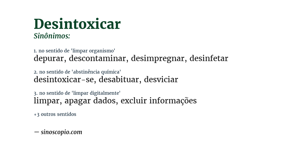 Sinônimo de desintoxicar