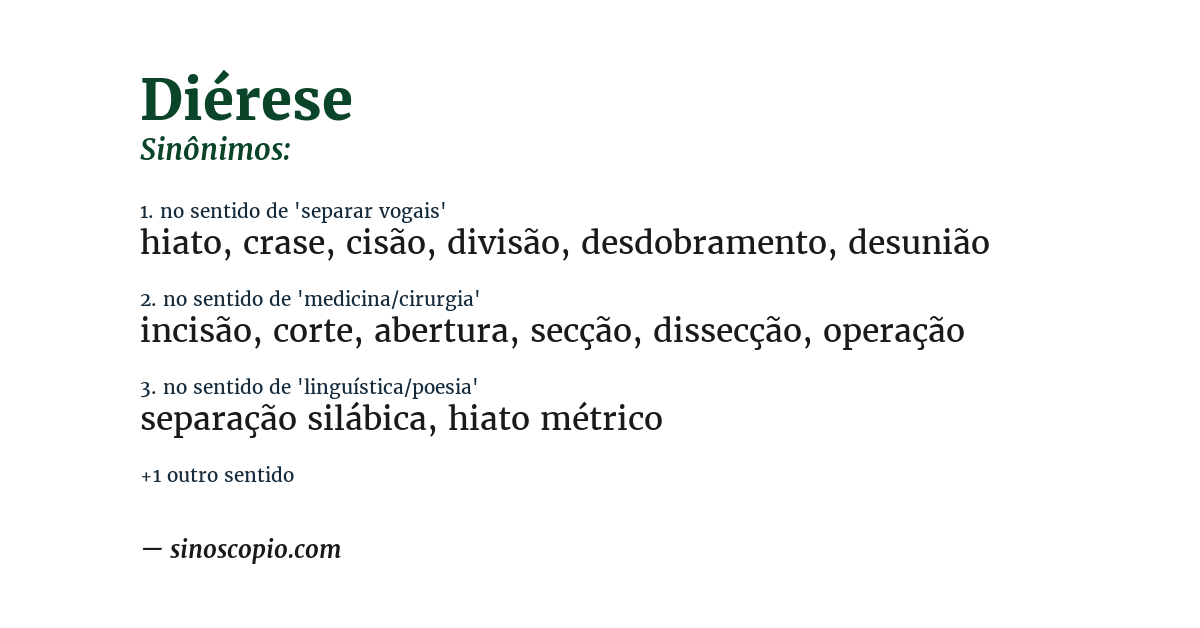 Sinônimo de diérese