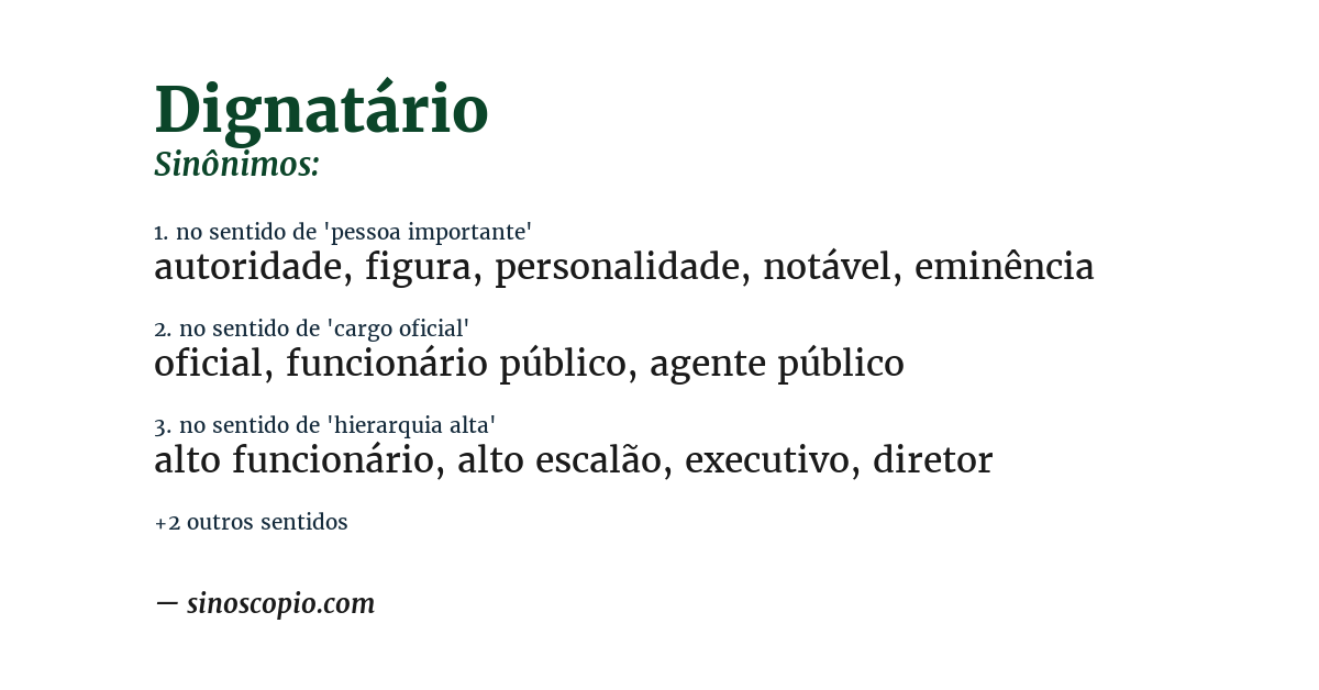 Sinônimo de dignatário