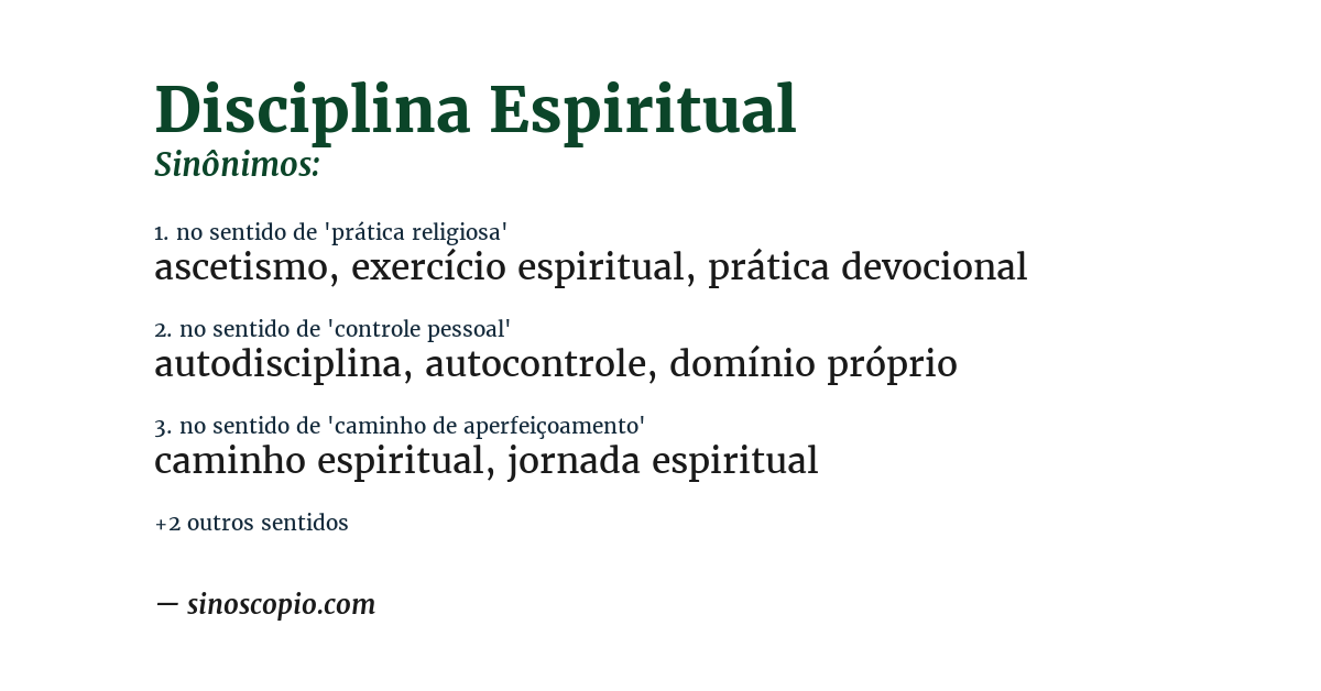 Sinônimo de disciplina espiritual