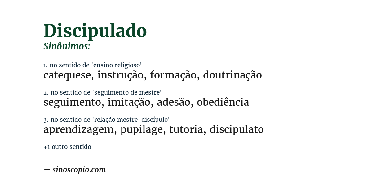 Sinônimo de discipulado