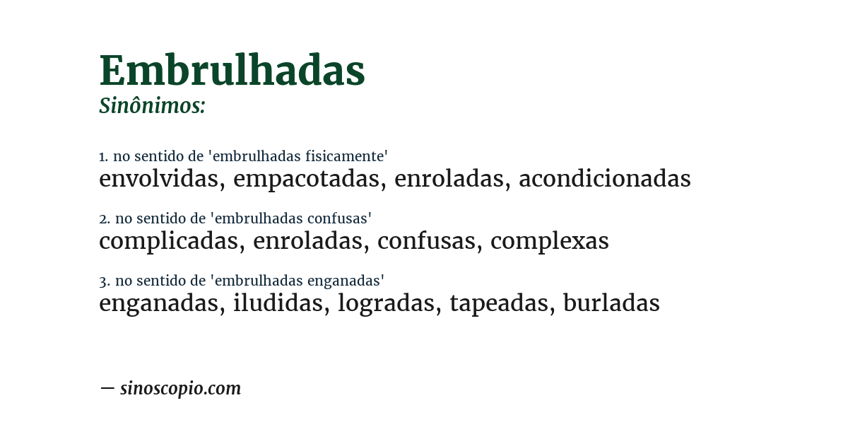 Sinônimo de embrulhadas