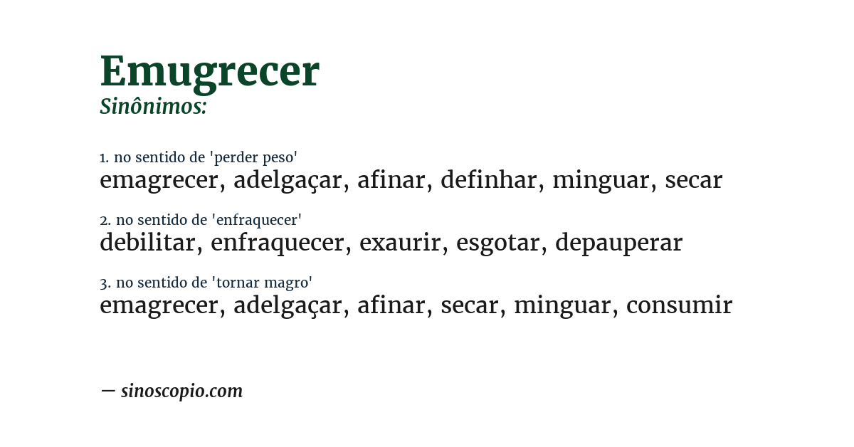Sinônimo de emugrecer