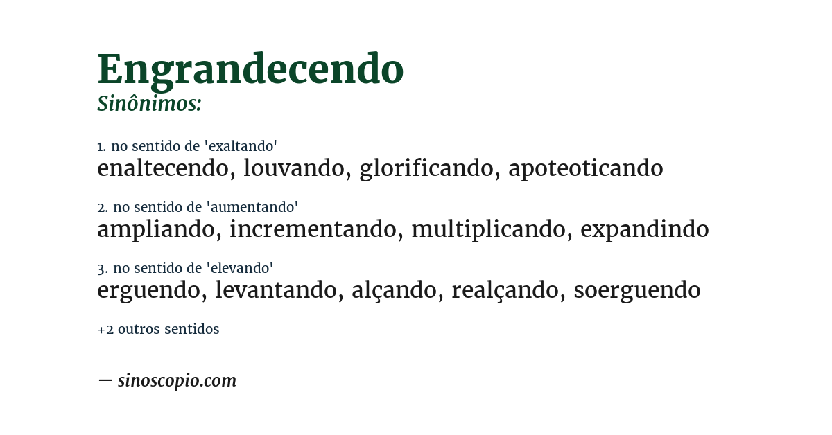 Sinônimo de engrandecendo