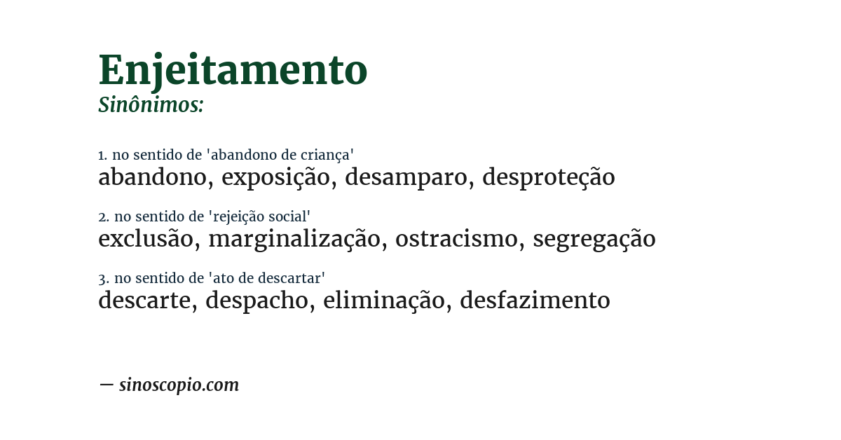 Sinônimo de enjeitamento