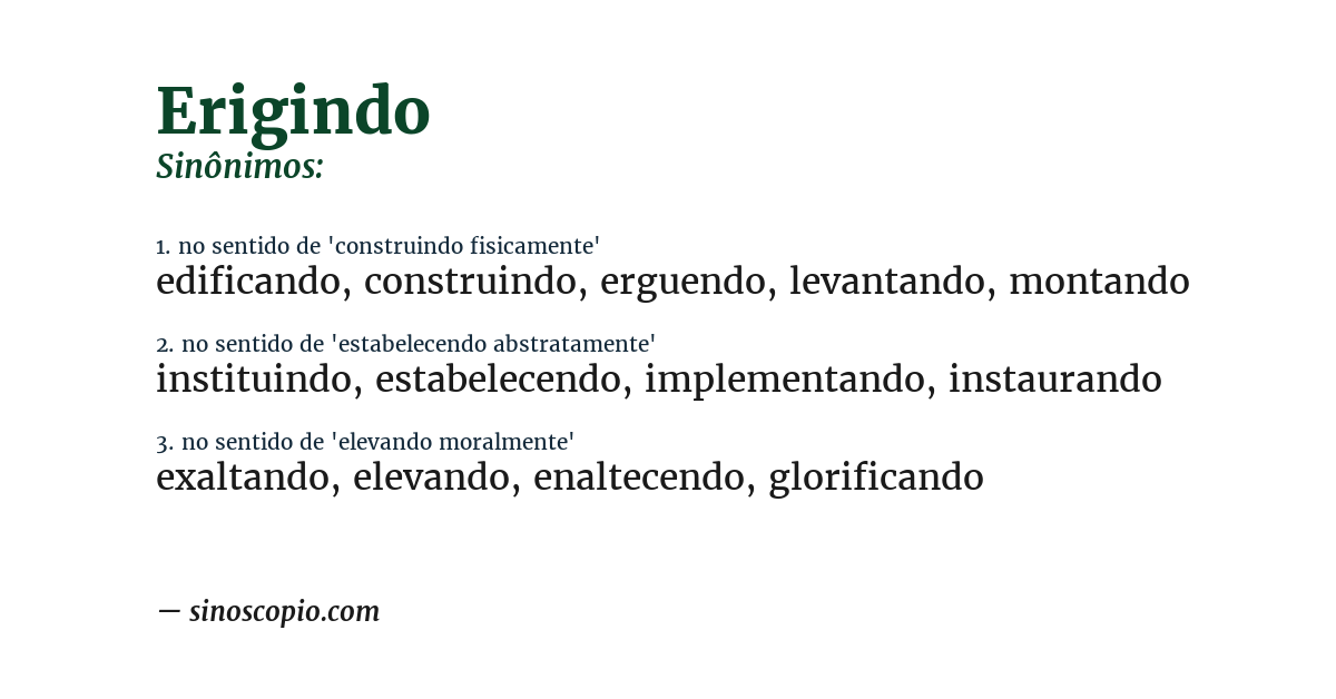Sinônimo de erigindo