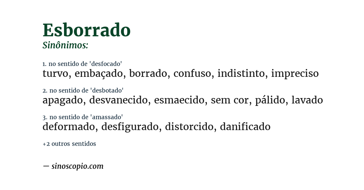 Sinônimo de esborrado