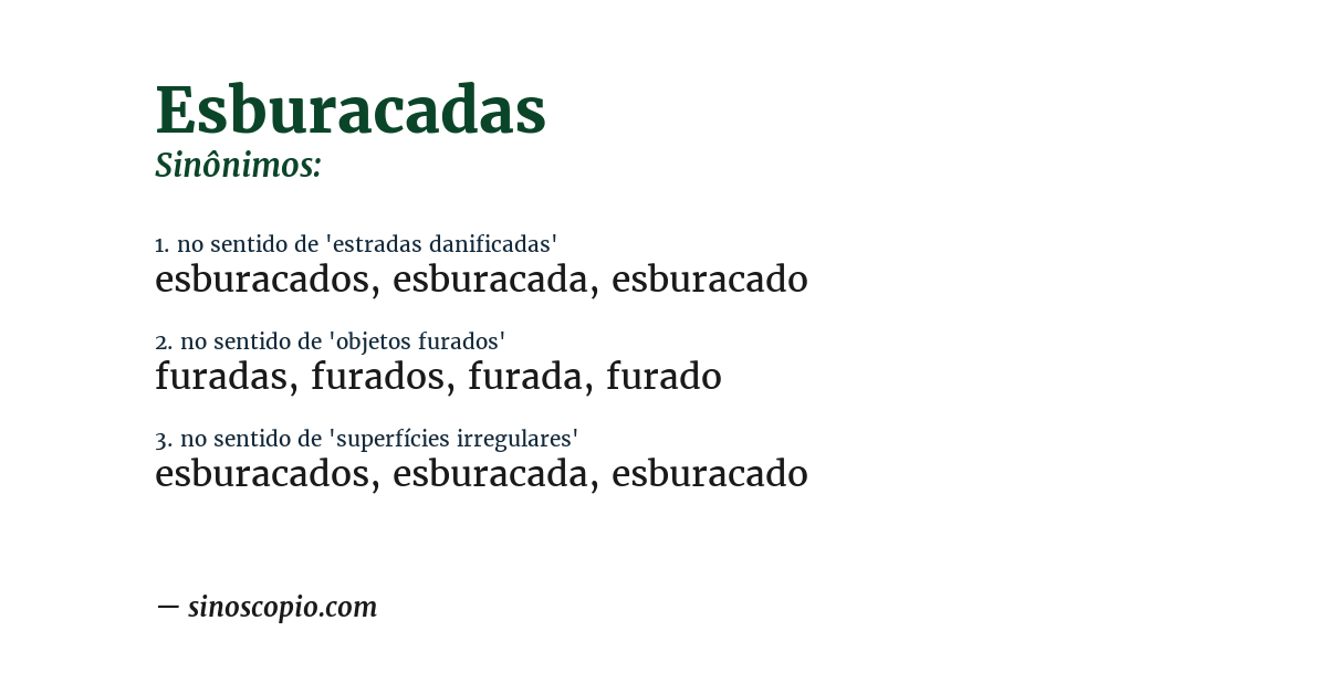 Sinônimo de esburacadas