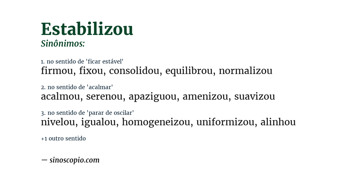 Sinônimo de estabilizou