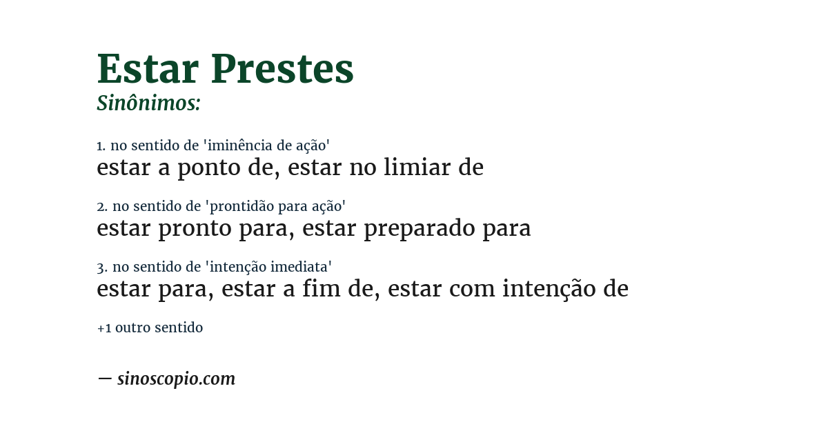 Sinônimo de estar prestes