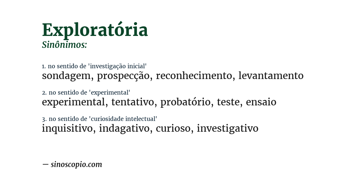 Sinônimo de exploratória