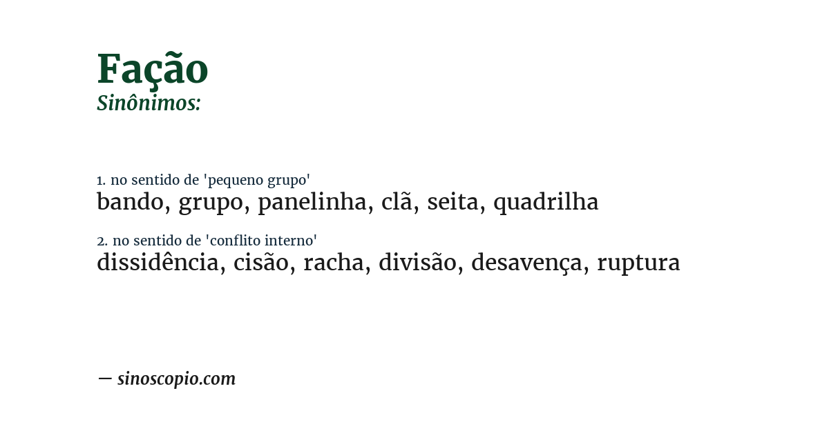 Sinônimo de fação