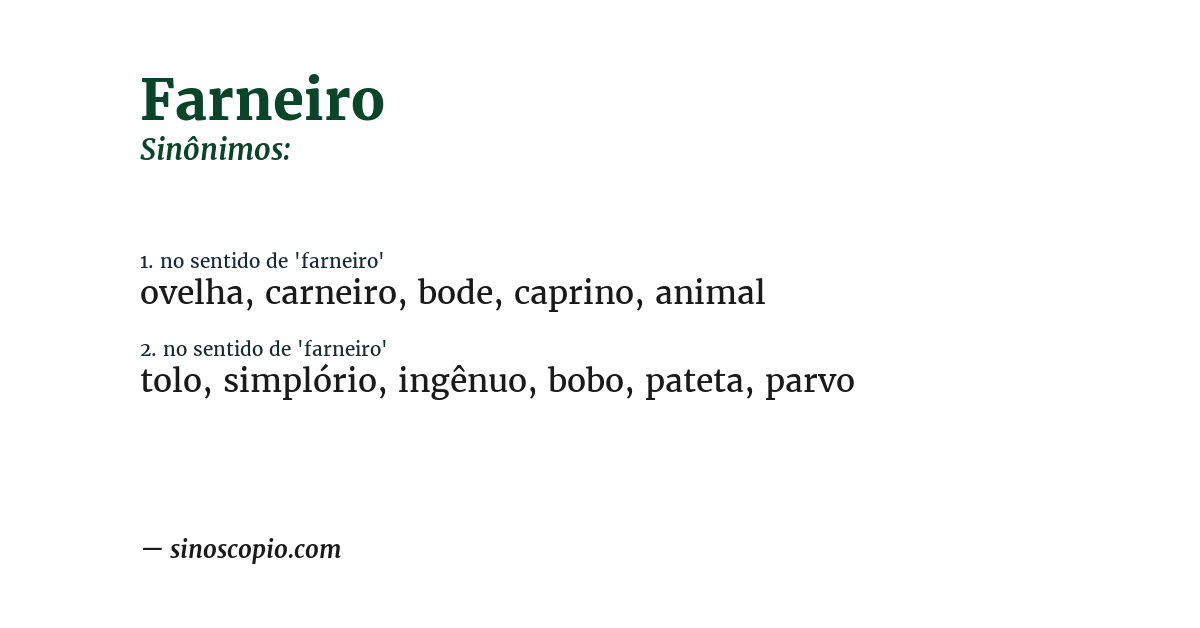 Sinônimo de farneiro